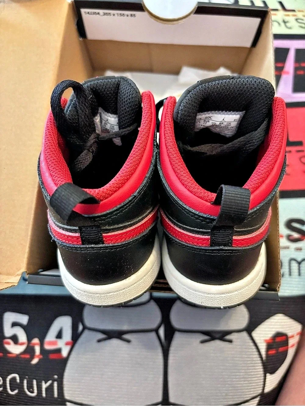 Jordan Jordan 1 Mid (TD) Black & Red Baby US 10c Like New